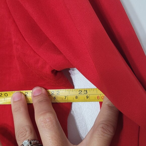 BLOUSOLOGY Women's Red Long-Sleeve VNeck Ruffled Collar Tied Cuffs Blouse Size L - Picture 11 of 12